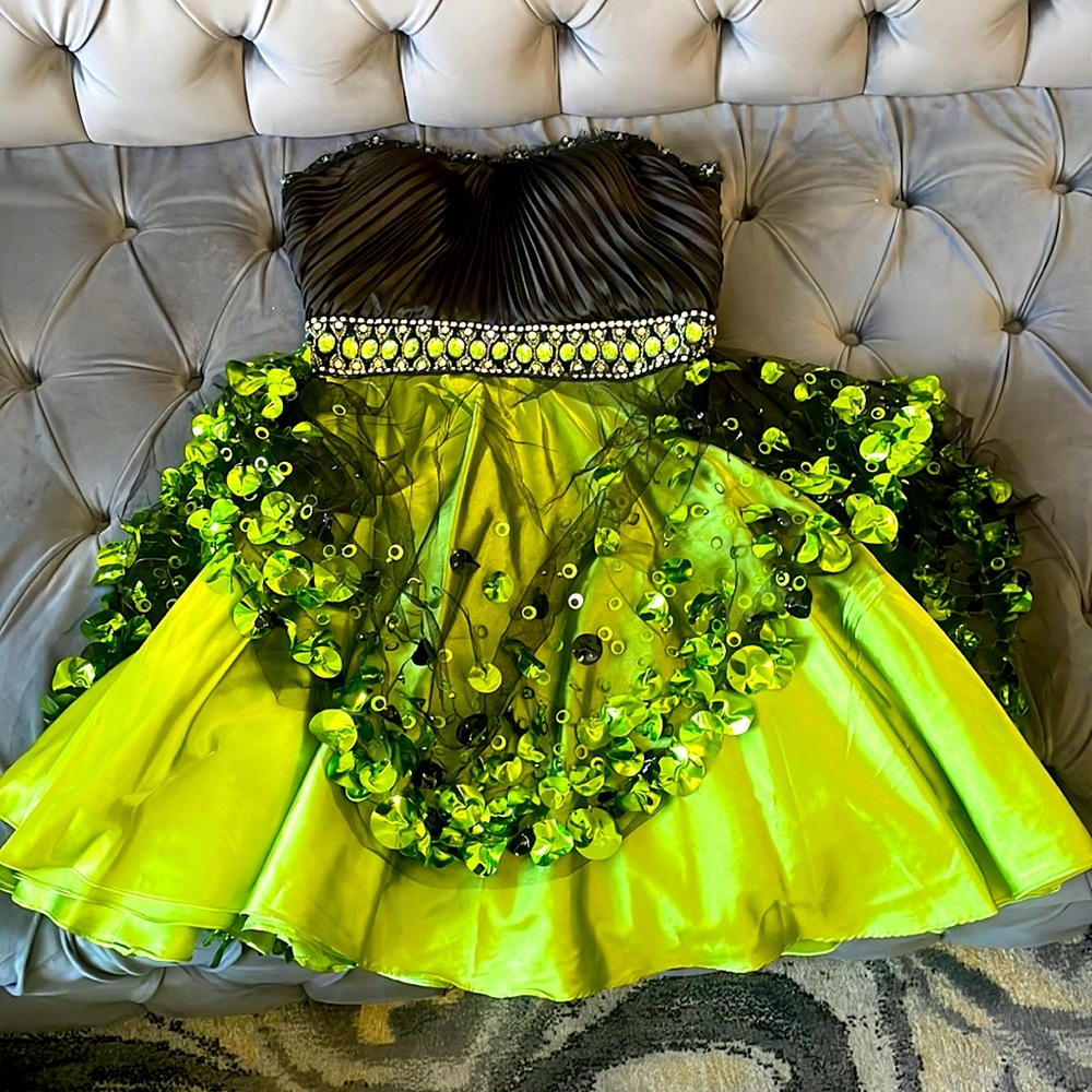 Beautiful black and emerald green statement dress